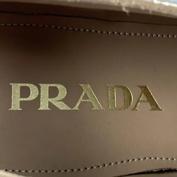 PRADA Size 6.5 Gold Leather Perforated Wingtip Lace Up Shoes - Picture 7 of 8